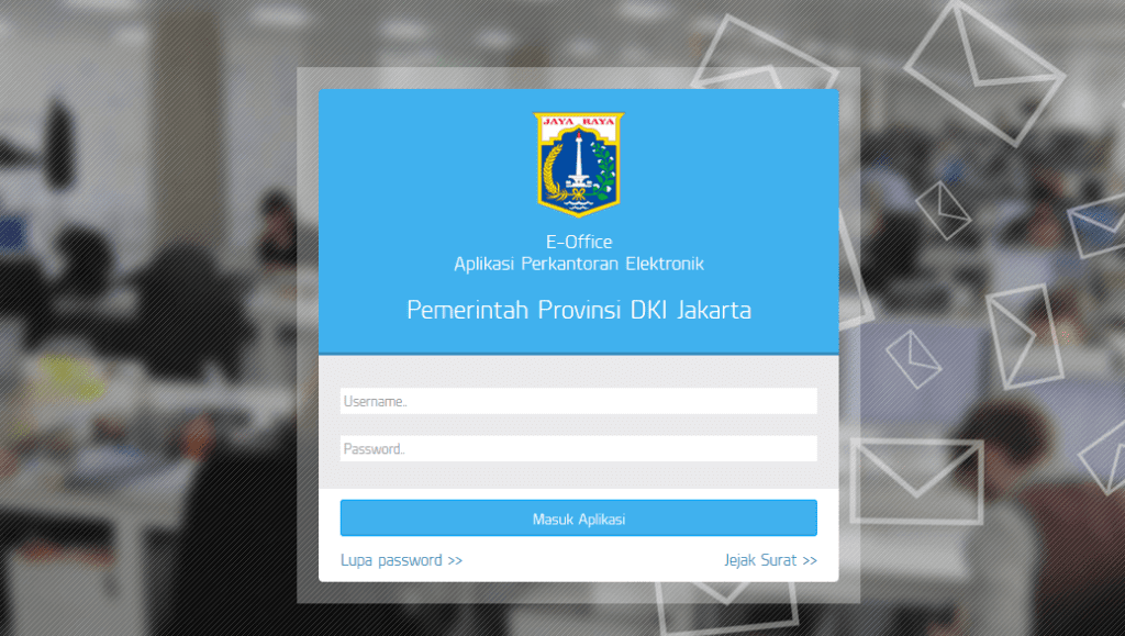 Tampilan login aplikasi eOffice Persuratan Pemprov DKI Jakarta