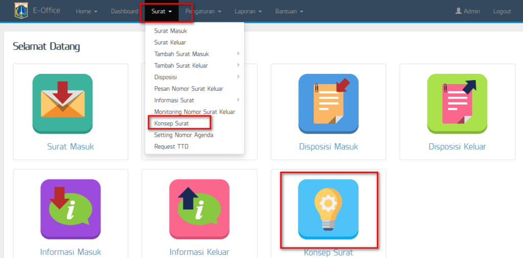 Halaman Menu Konsep Surat