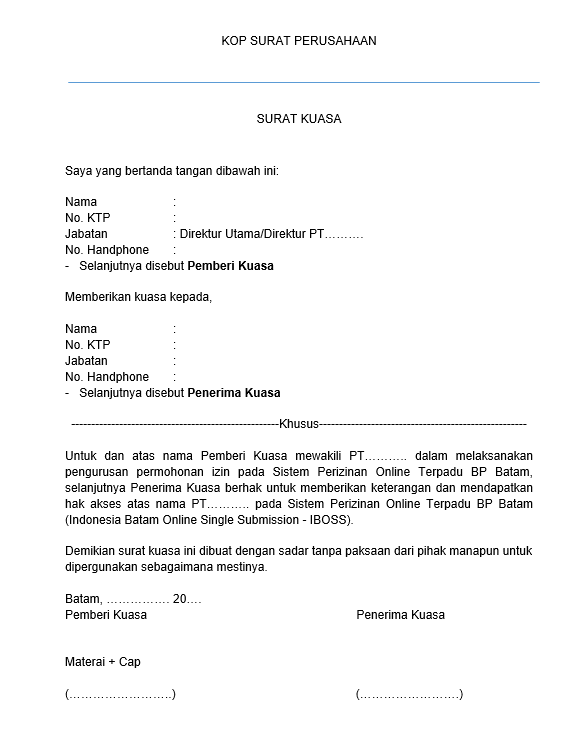 Surat Kuasa Resmi