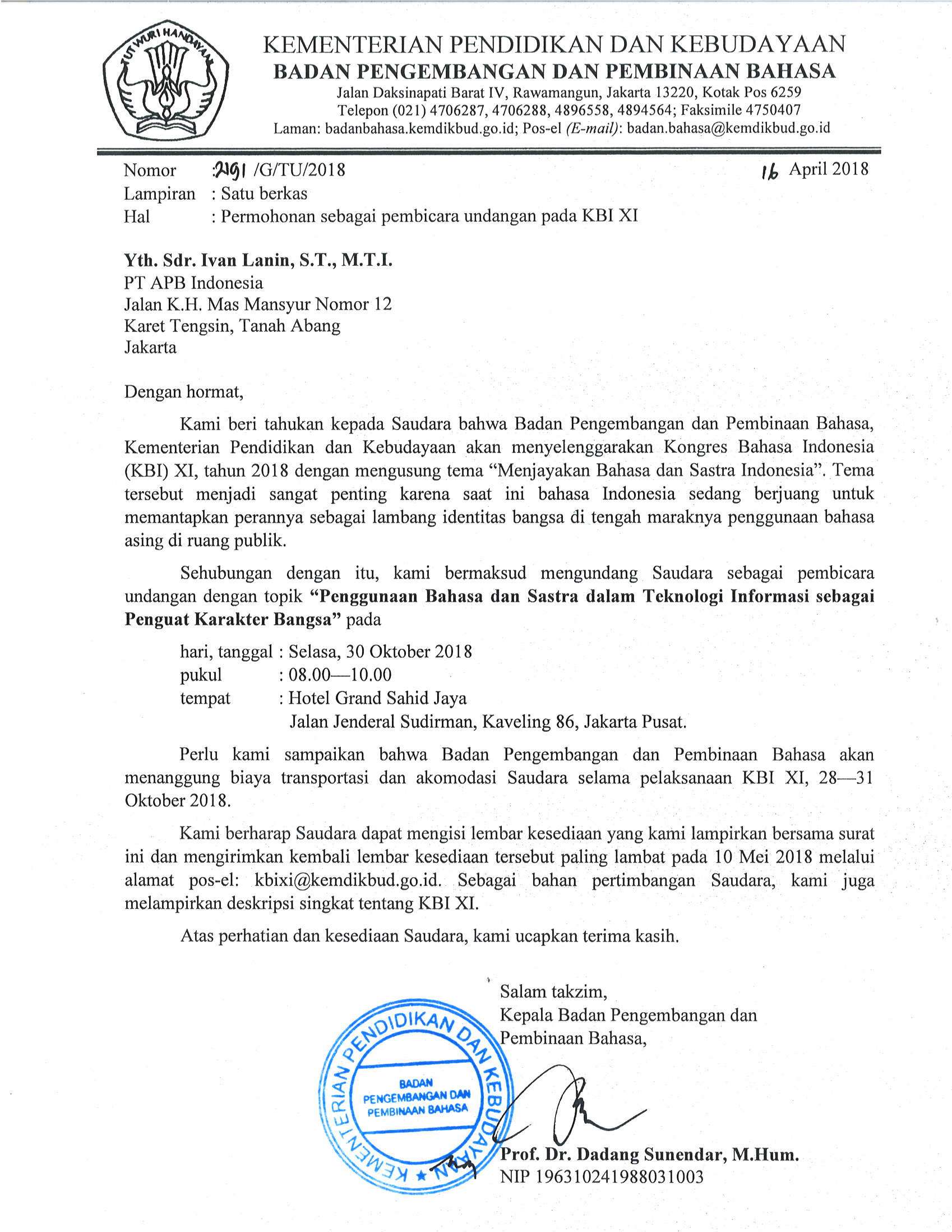 surat resmi ivan lanin