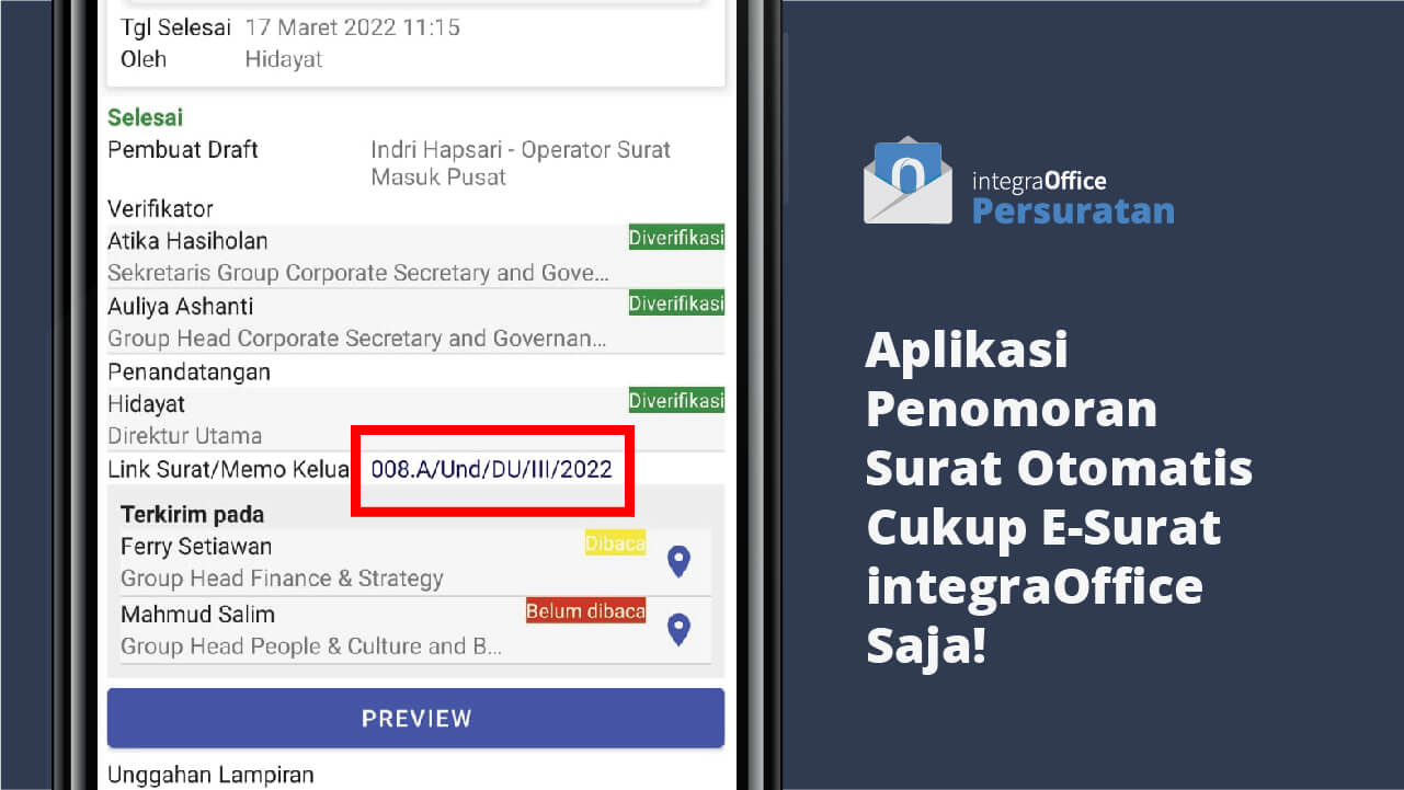 Aplikasi Penomoran Surat Otomatis Cukup E-Surat integraOffice Saja!