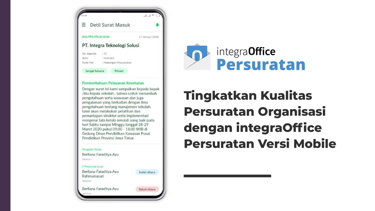 Tingkatkan Kualitas Persuratan Organisasi dengan integraOffice Persuratan Versi Mobile